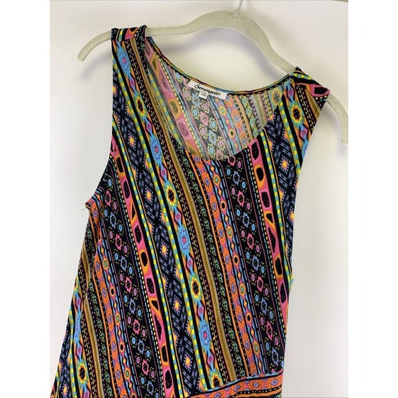 Serengeti Maxi Dress Sleeveless Bright Multi Geometric Striped Rayon Women Small - Picture 2 of 10
